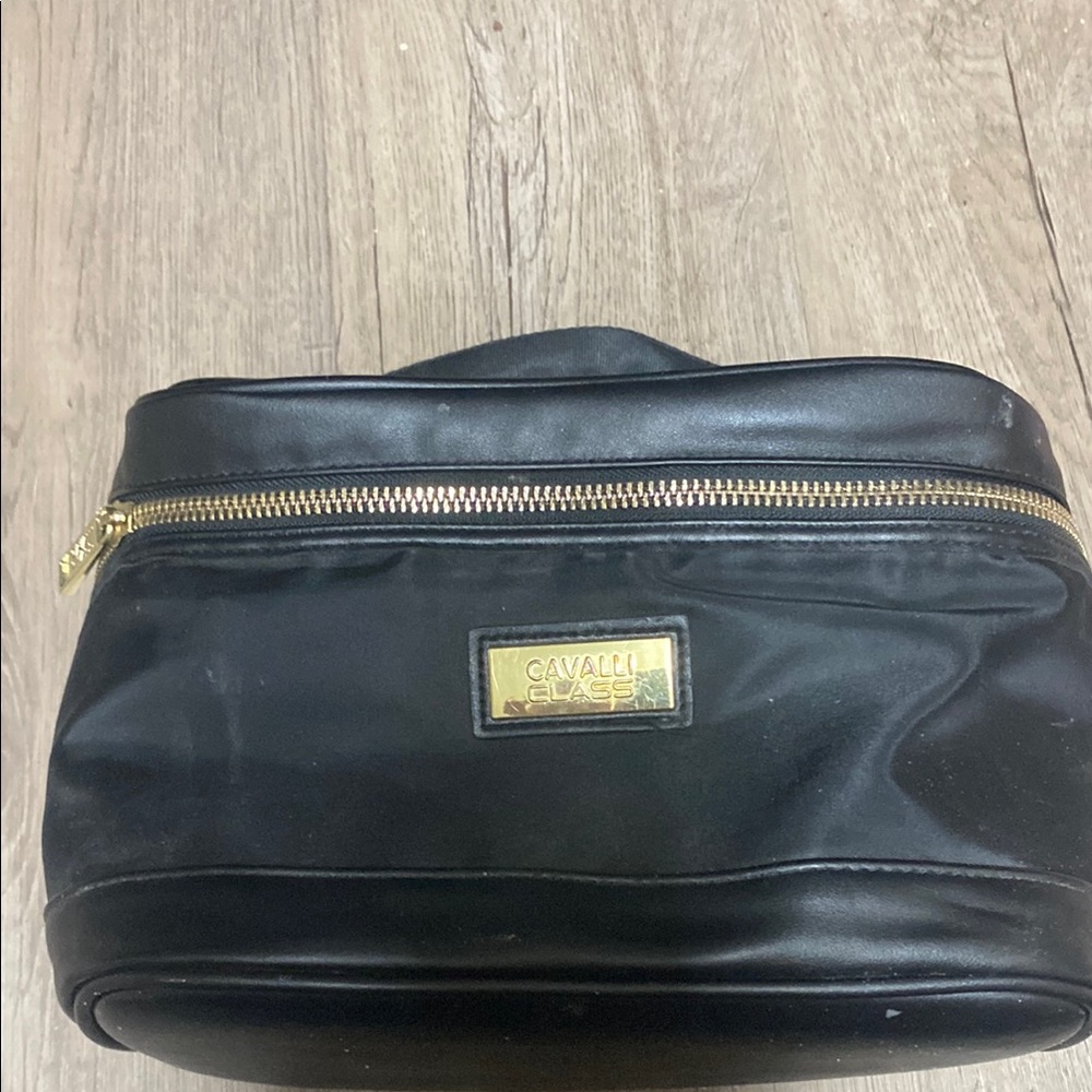Cavalli Class Black Belt Bag Sleek Leather Design